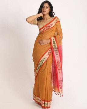 cotton blend handloom saree with blouse piece