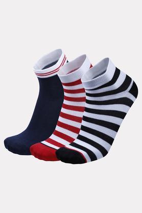 cotton blend knitted mens ankle socks pack of 3 - multi