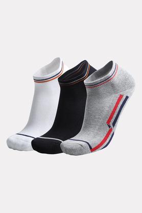 cotton blend knitted mens ankle socks pack of 3 - multi