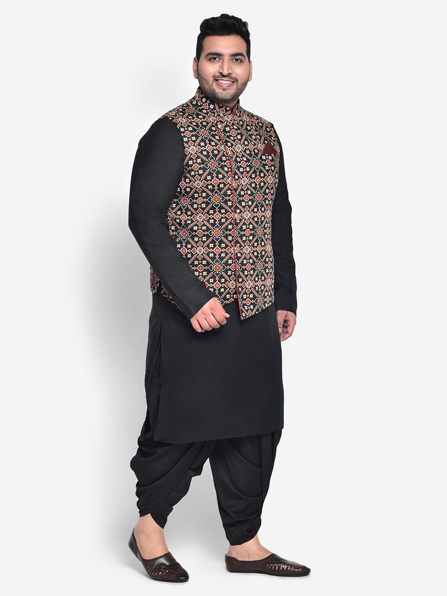 cotton blend multi kurta jacket (set of 3)