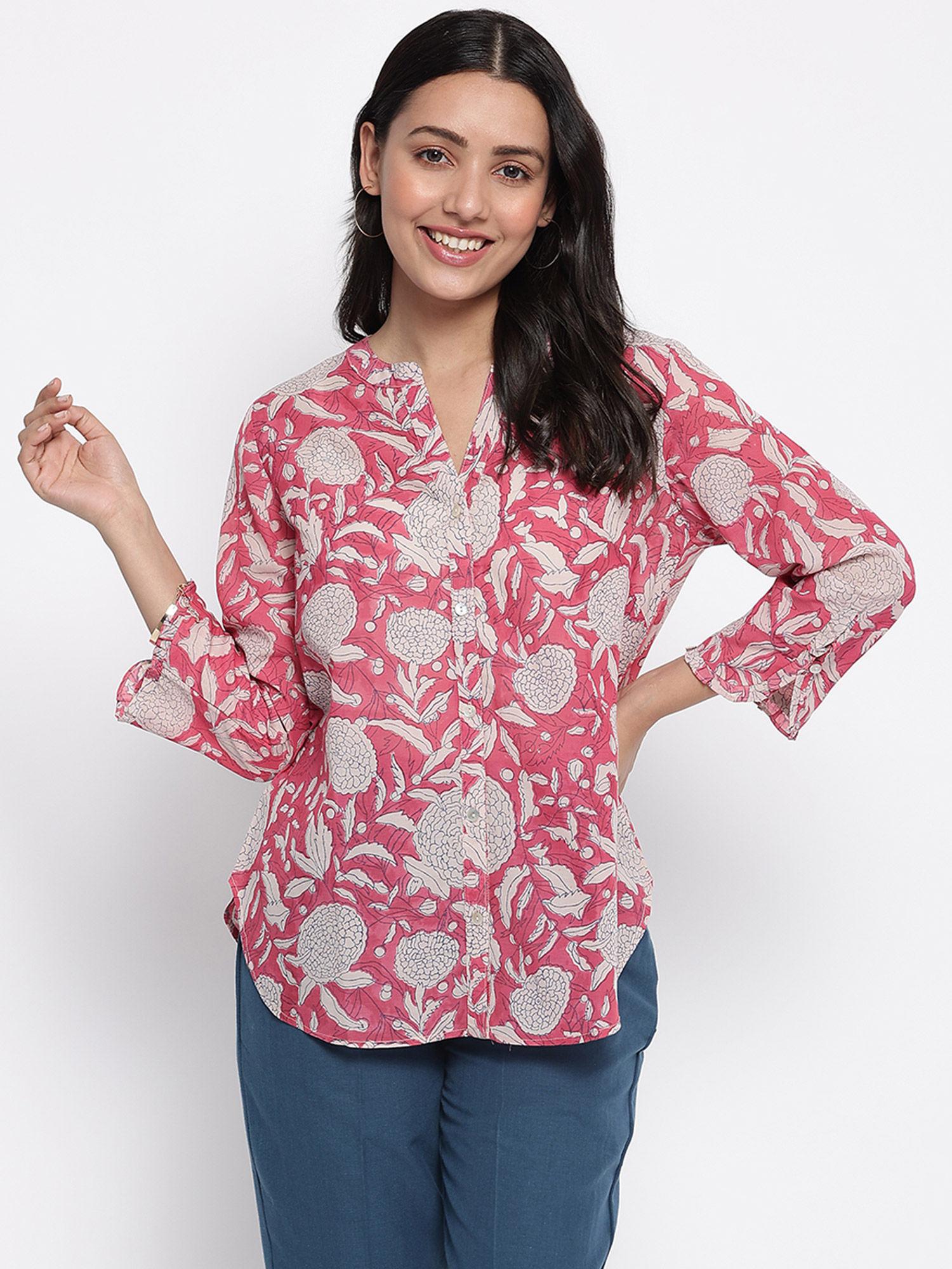 cotton blend printed shirt