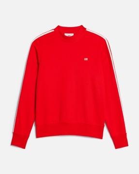 cotton blend regular fit sweatshirt with logo applique
