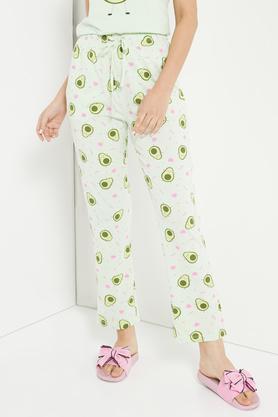 cotton blend regular fit women's pyjamas - mint