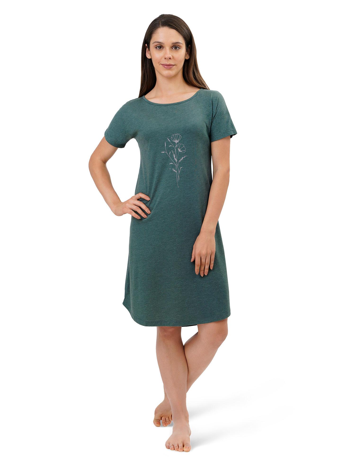 cotton blend sleep dress - green