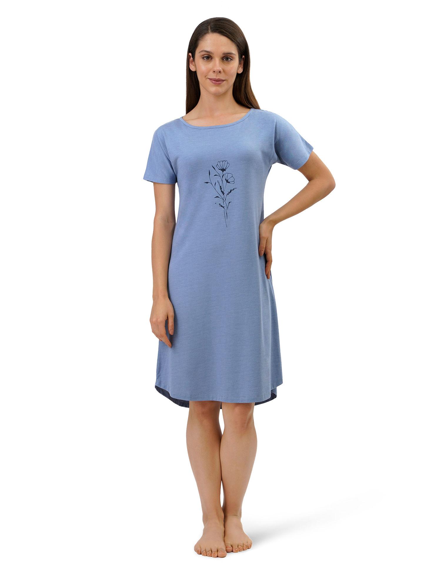 cotton blend sleep dress - grey