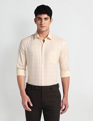 cotton blend slim fit shirt