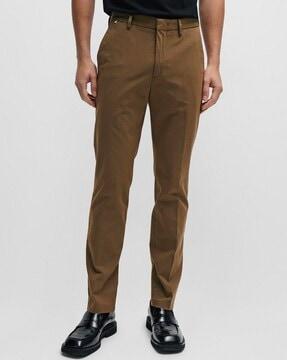 cotton blend stretchable slim fit trousers