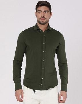 cotton blend tailored fit shirt