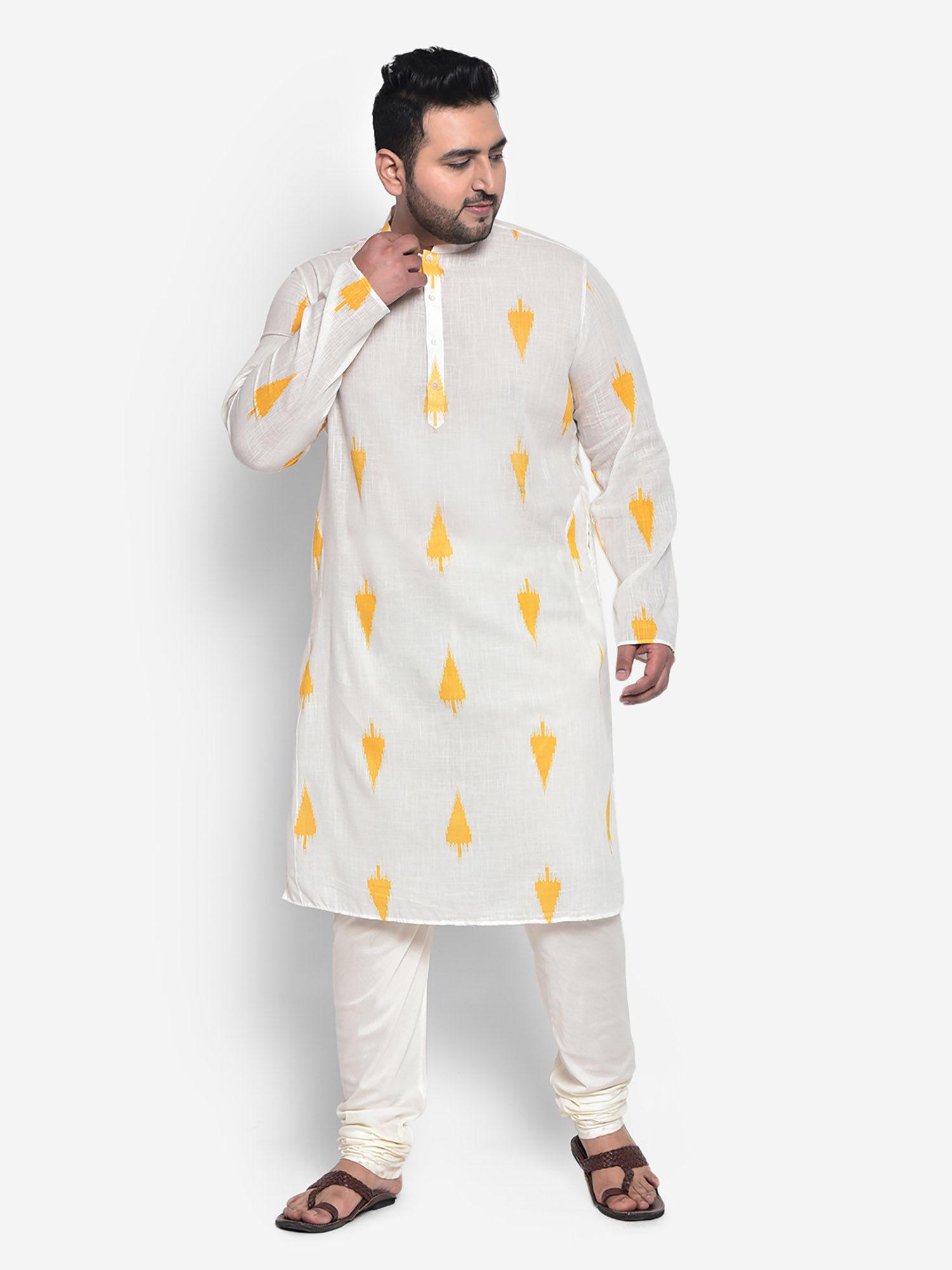 cotton blend white kurta (set of 2)