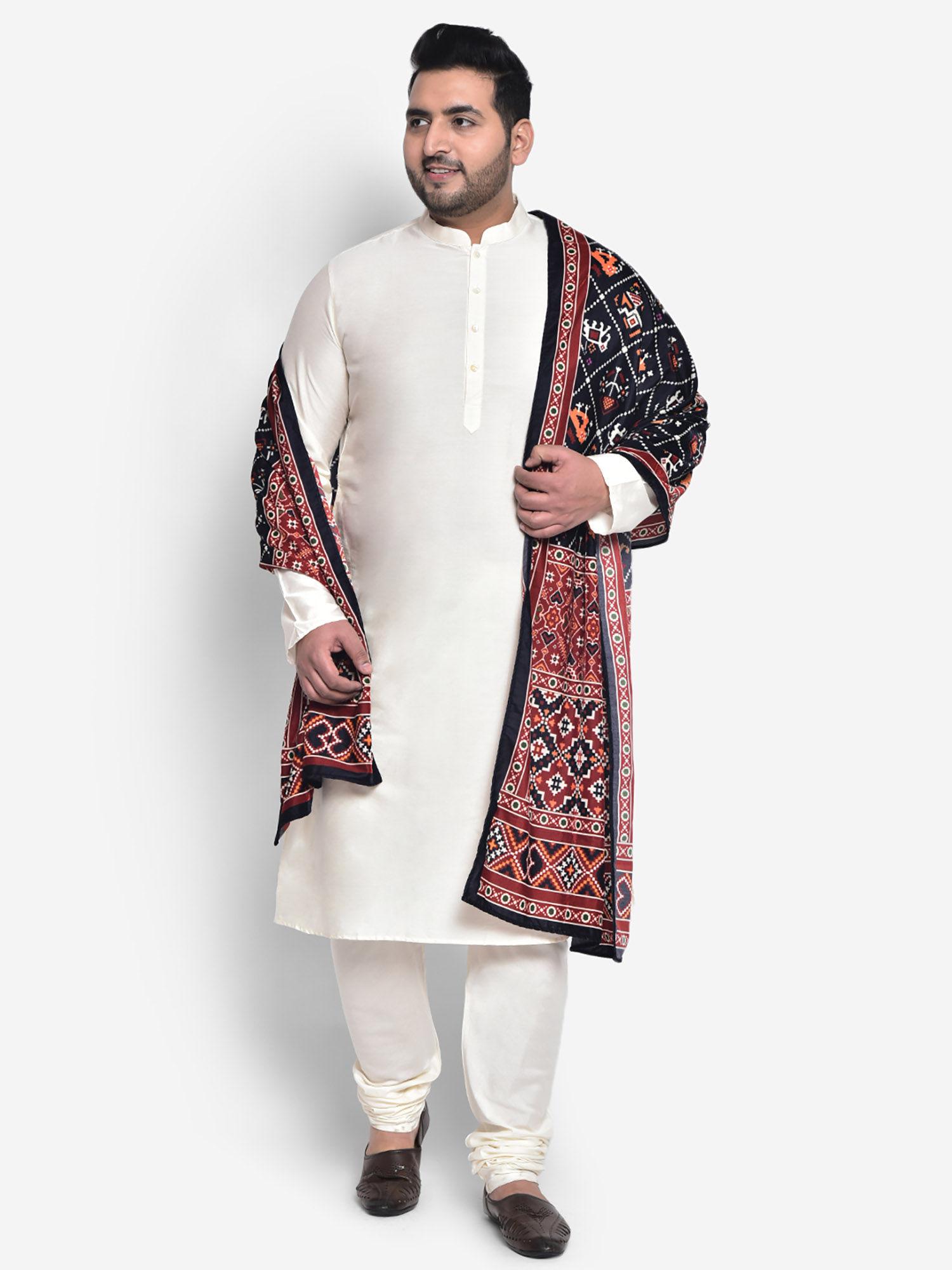 cotton blend white kurta (set of 3)