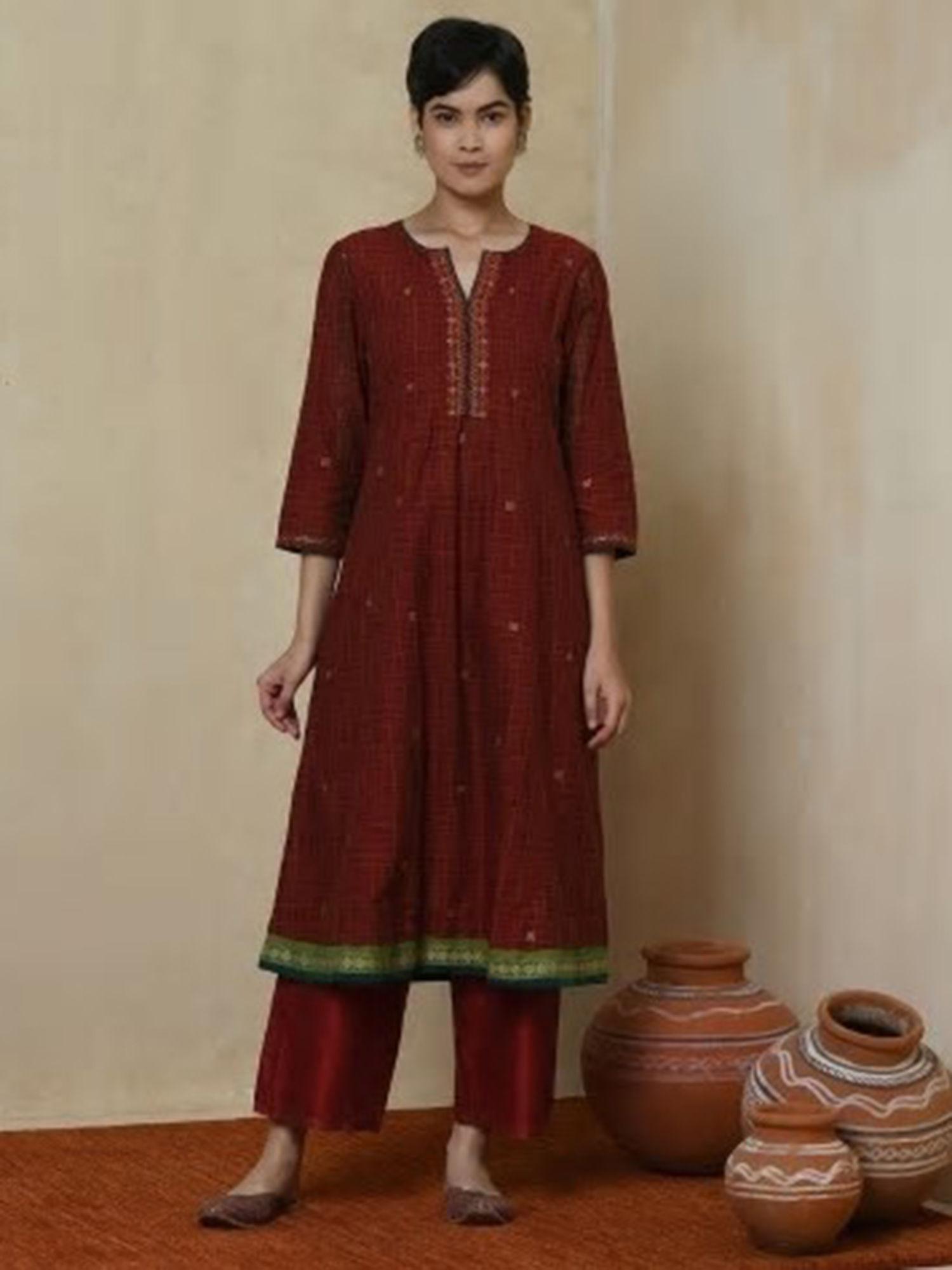 cotton block printed long kurta