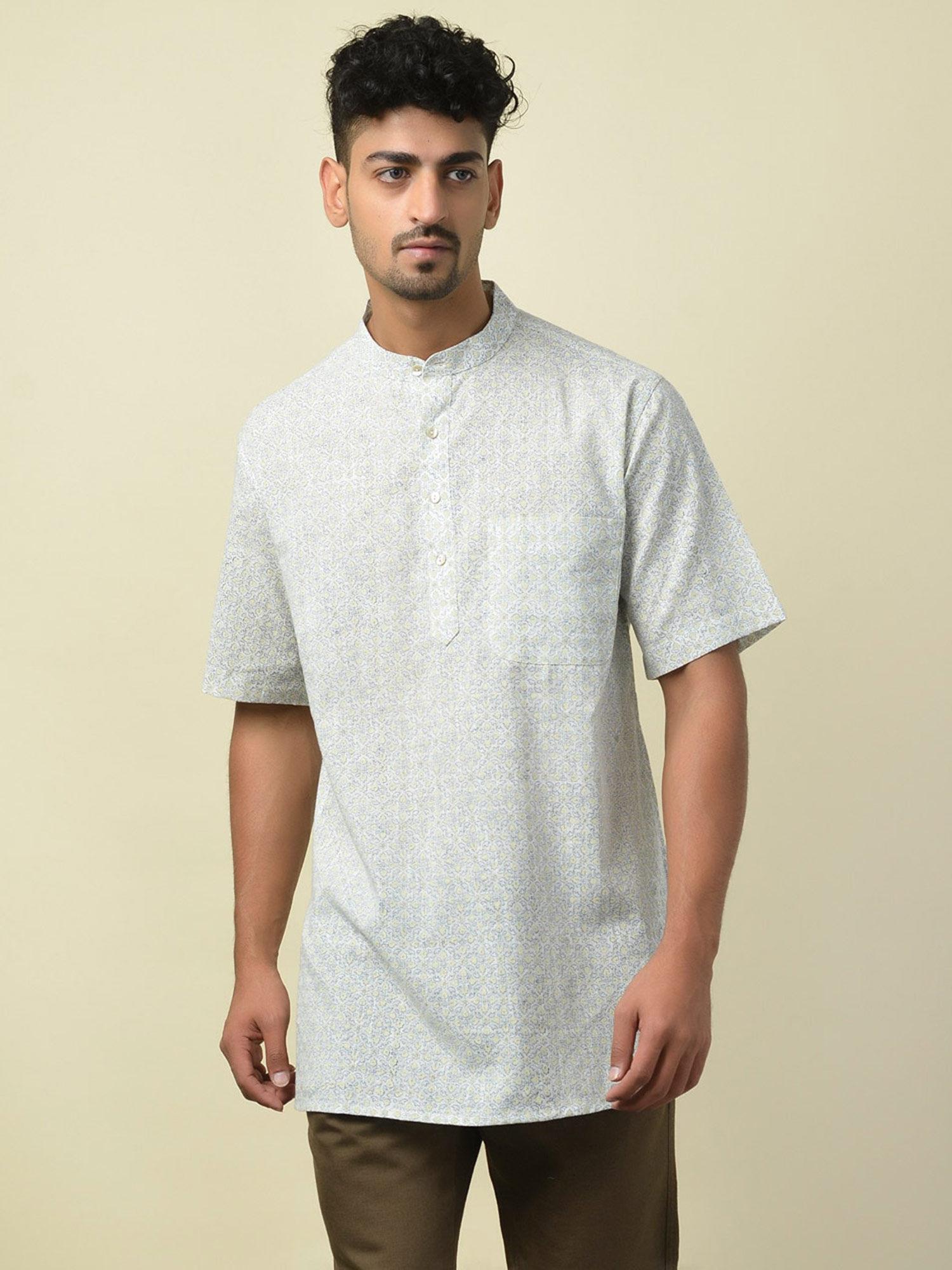 cotton block printed short kurta