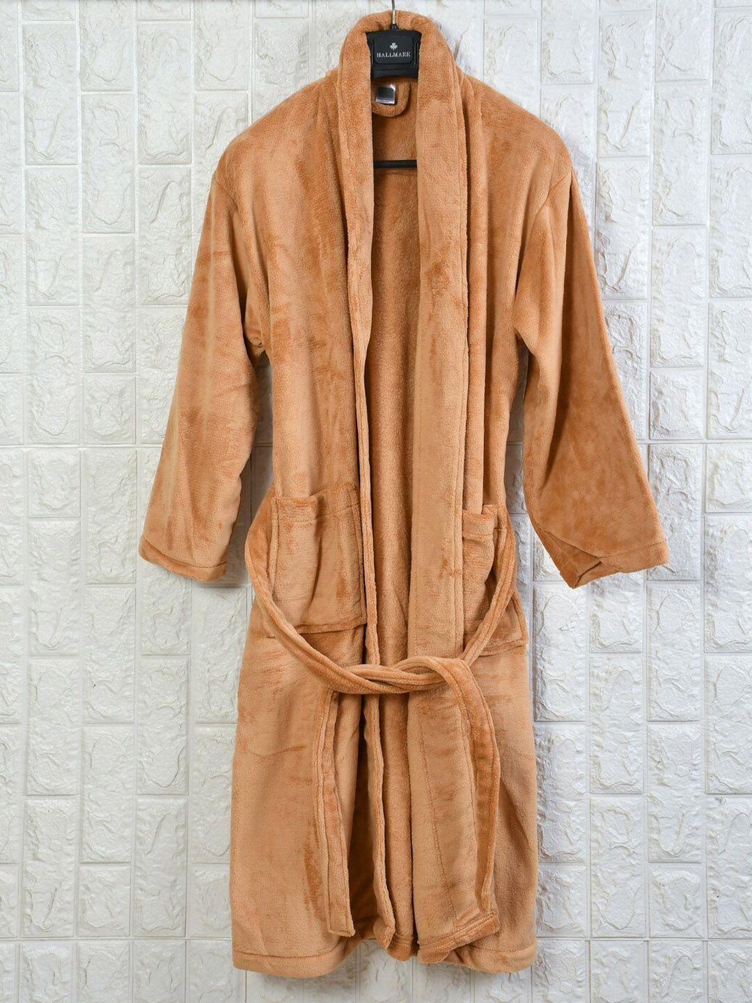 cotton bolls textiles brown microfibre super soft & fluffy bath robe
