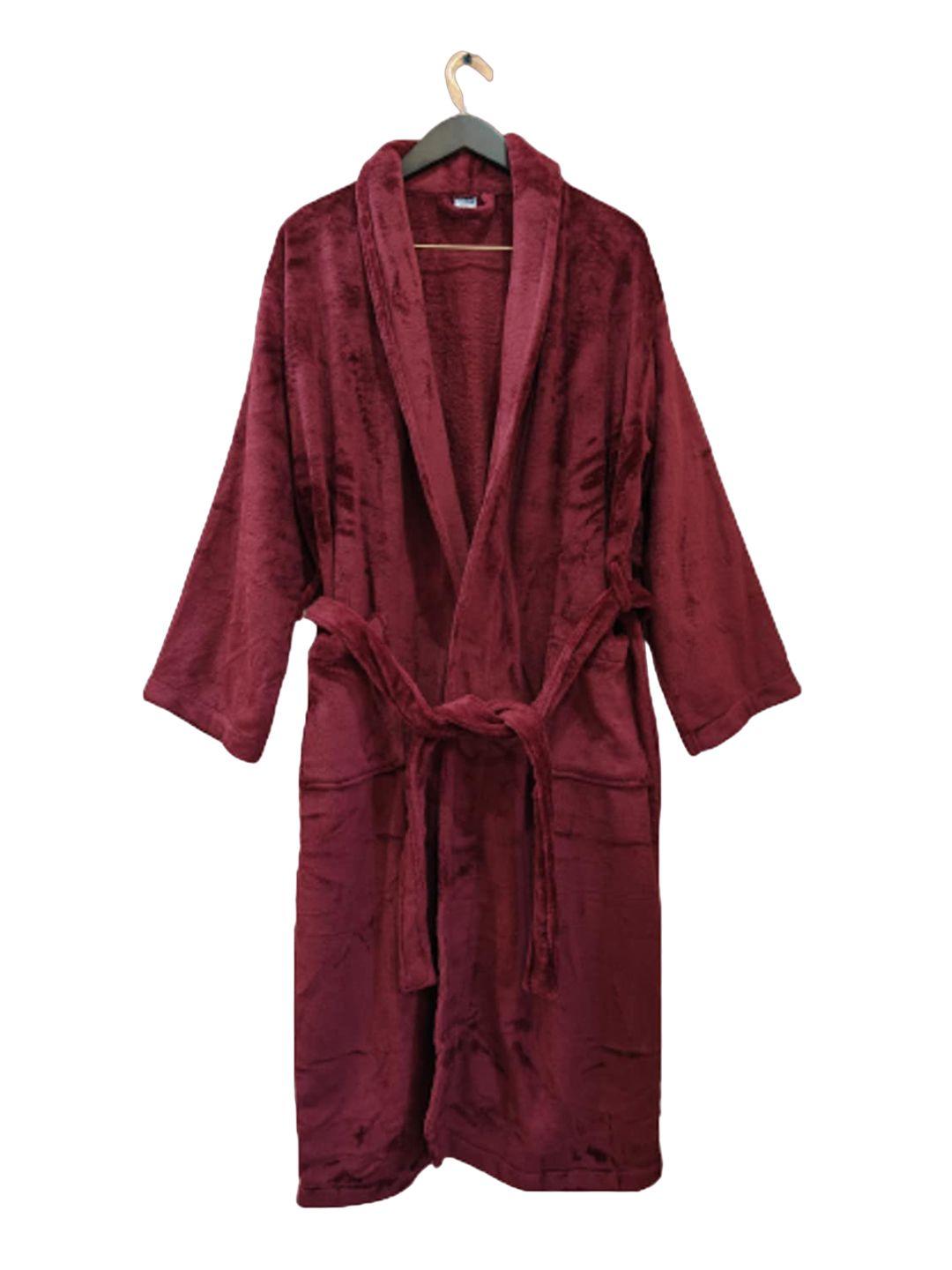 cotton bolls textiles maroon microfibre super soft & fluffy bath robe