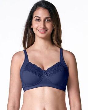 cotton bra with lace applique