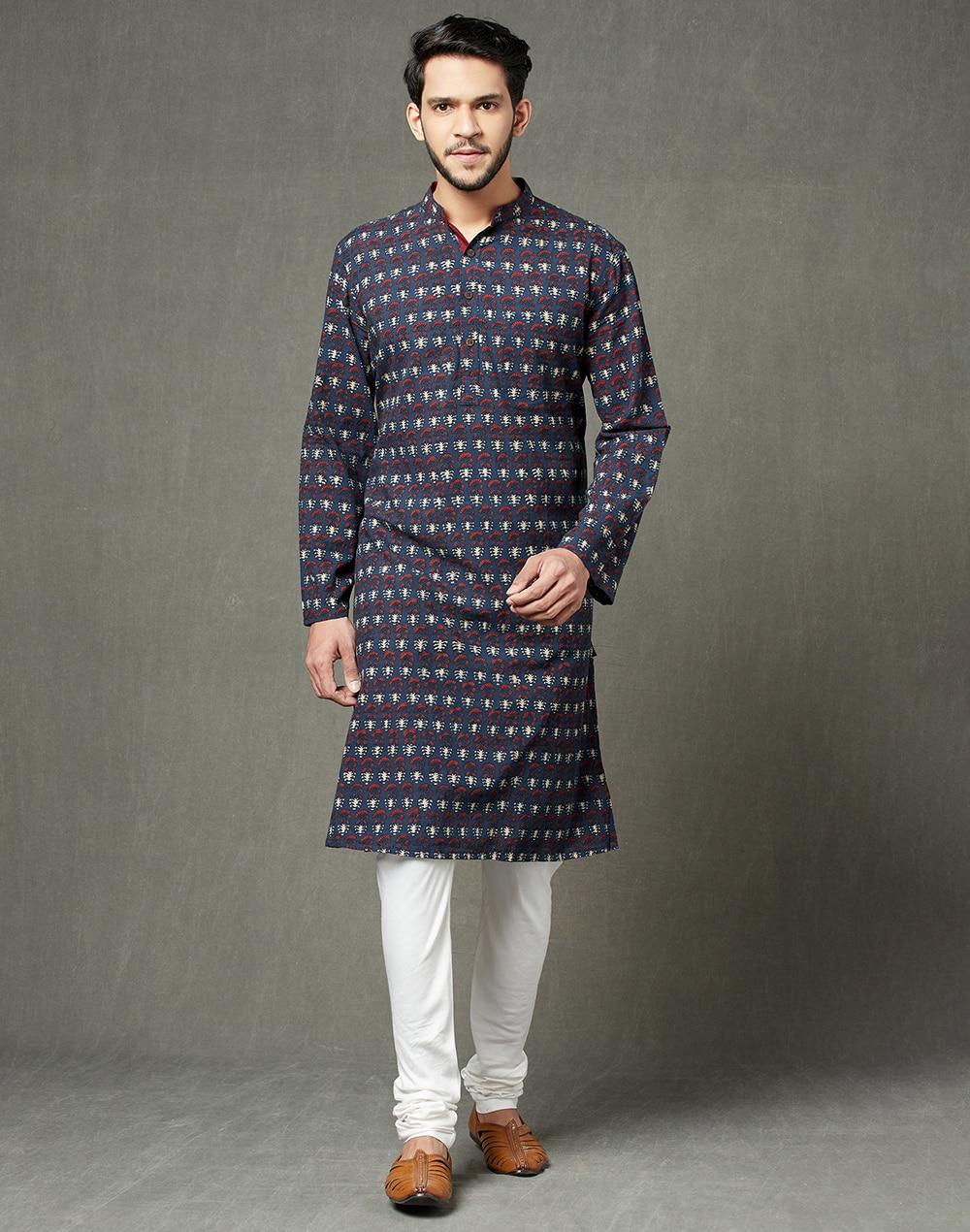 cotton cambric ajrakh print long kurta