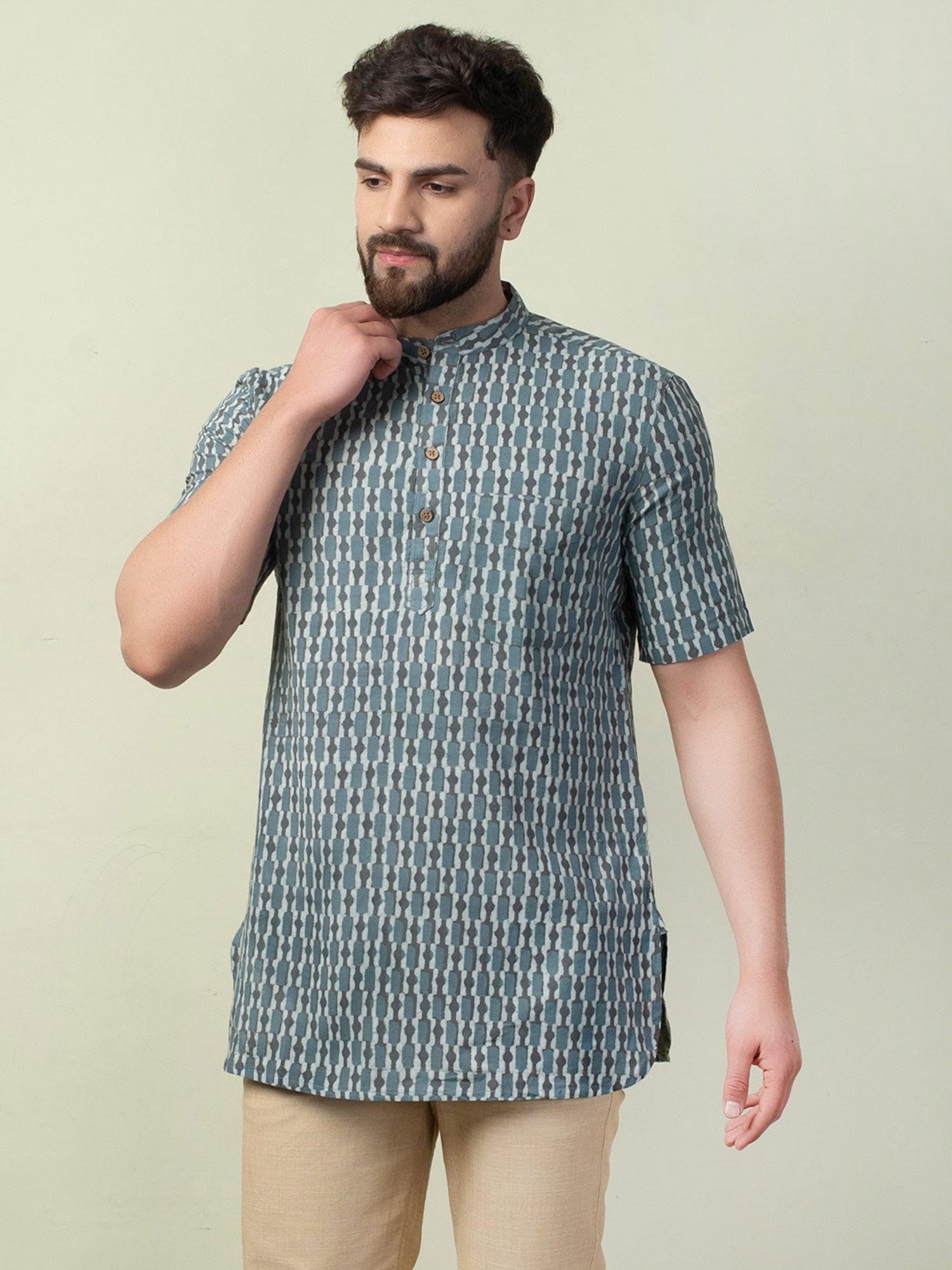 cotton cambric dabu printed short kurta