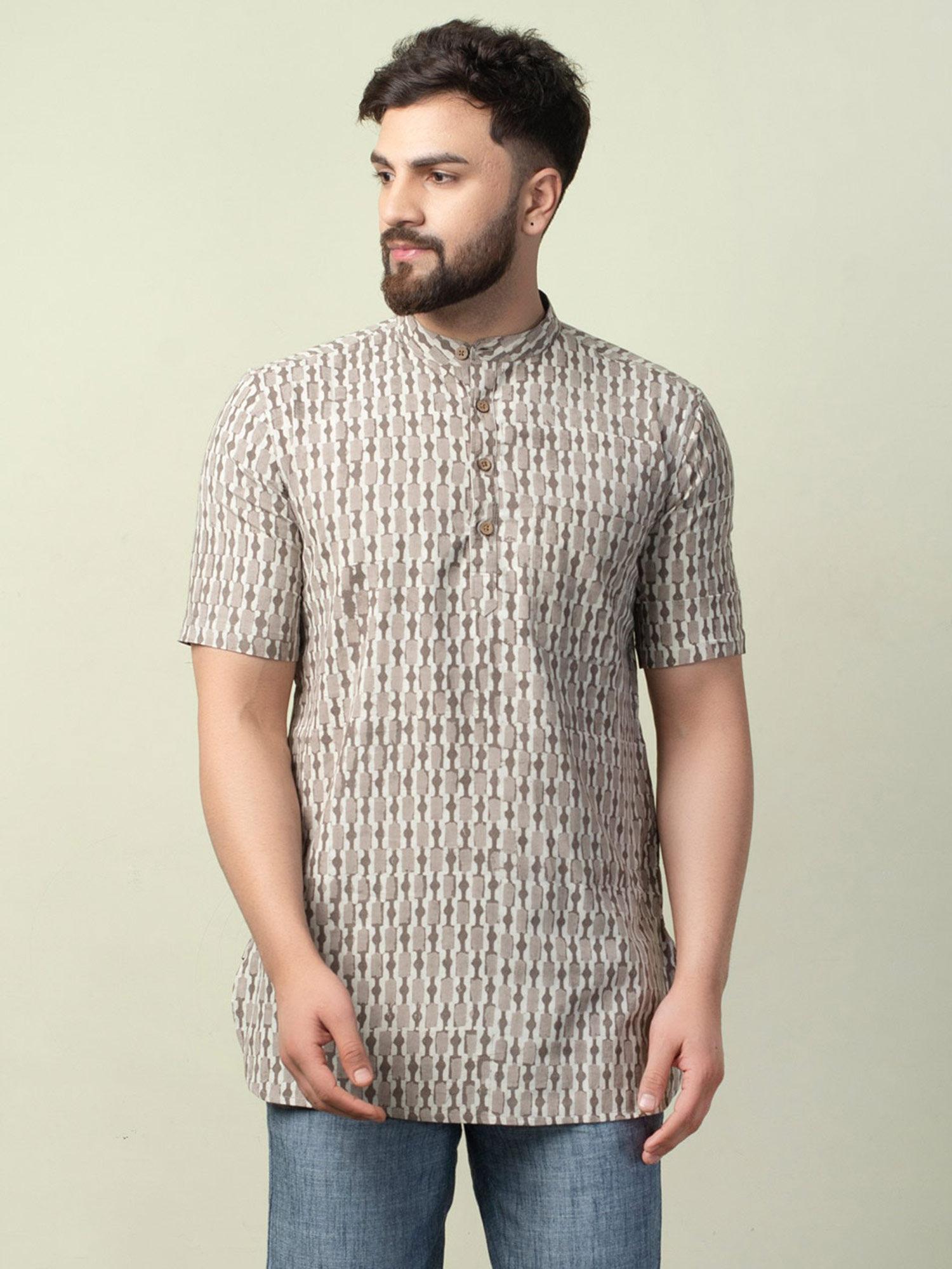 cotton cambric dabu printed short kurta