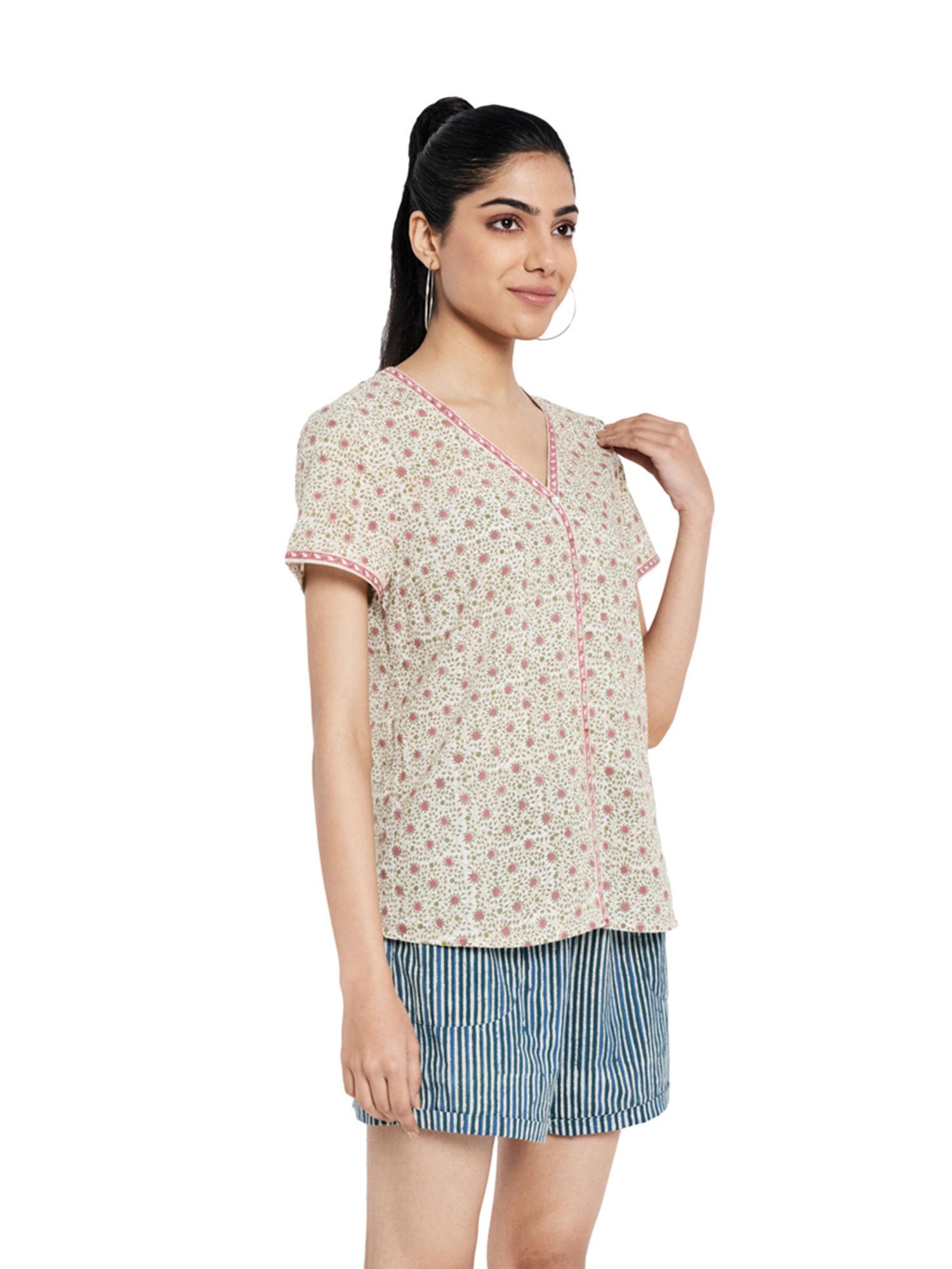 cotton cambric printed shirt