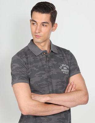 cotton camouflage print polo shirt