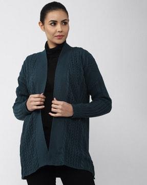 cotton cardigan with ribbed sleeves