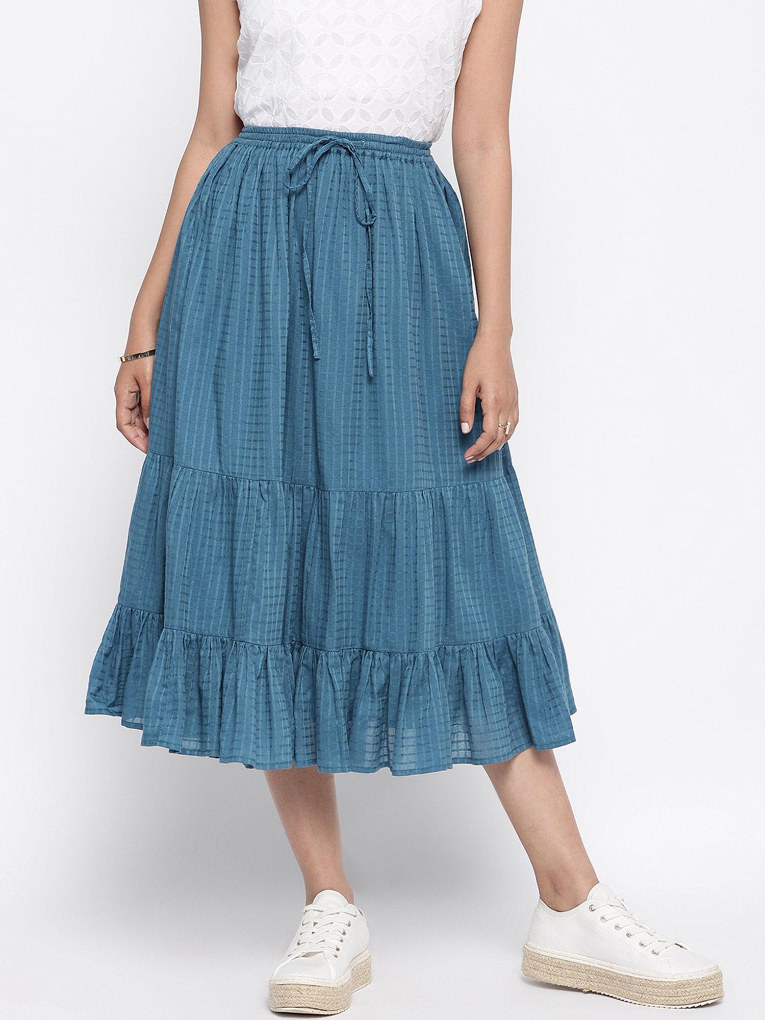 cotton check short skirt