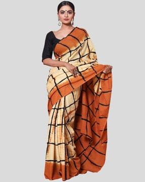 cotton checks saree with blouse piece