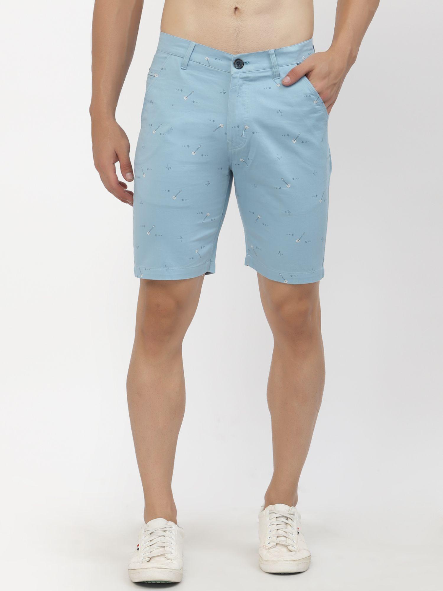 cotton chino shorts for men - blue