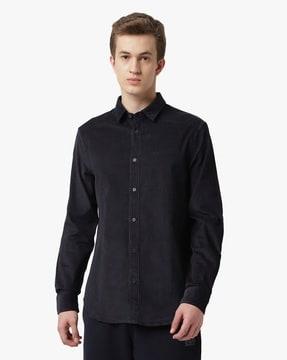 cotton corduroy shirt with embroidered logo