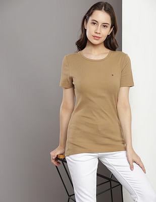 cotton crew neck solid t-shirt