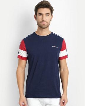 cotton crew-neck t-shirt with contrast panels