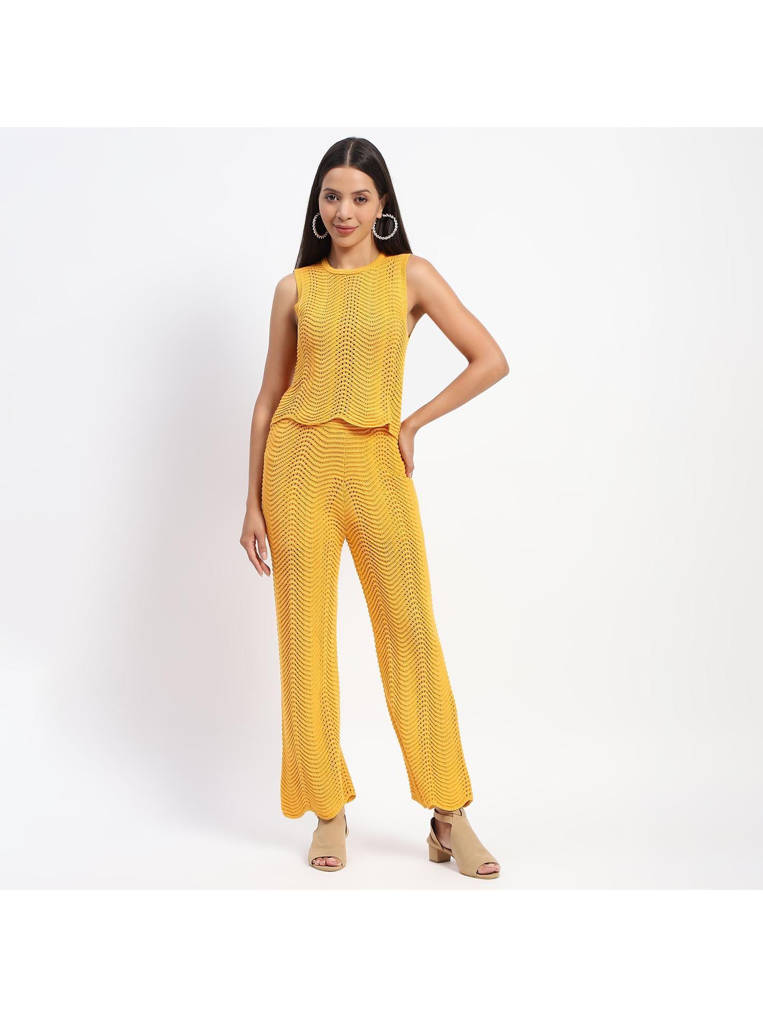 cotton crochet yellow co-ord (set of 2) ()