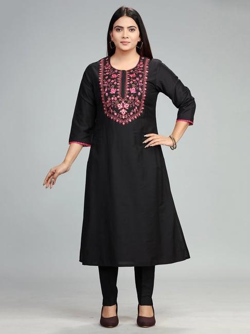 cotton culture black embroidered kurta pant set