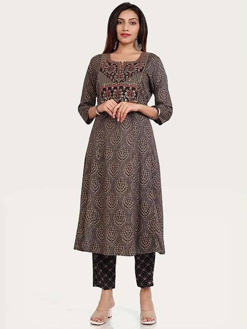 cotton culture black embroidered kurta pant set