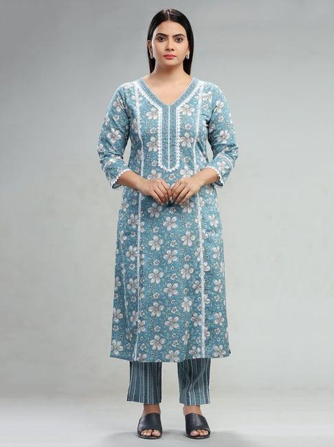 cotton culture blue printed kurta pant set