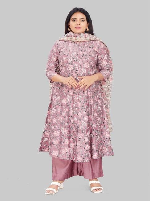 cotton culture mauve printed kurta palazzo set with dupatta