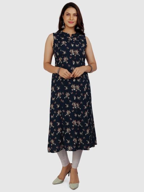 cotton culture navy printed straight kurta