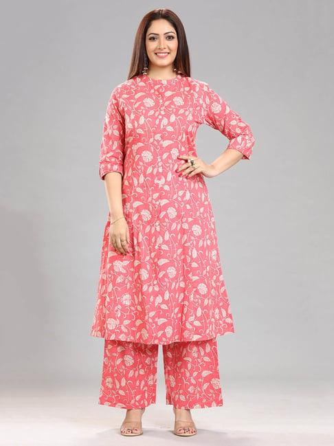 cotton culture peach printed kurta pant set