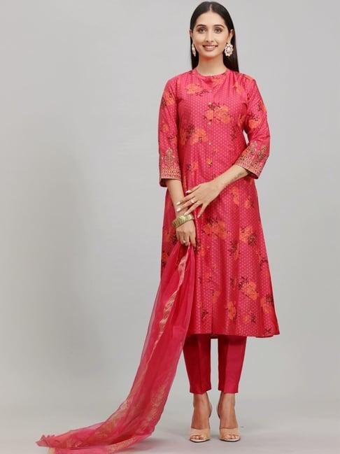 cotton culture pink cotton printed kurta pant set with dupatta