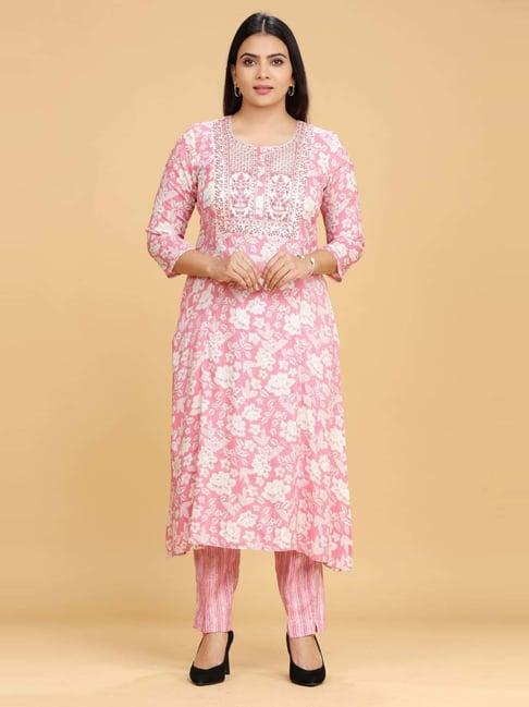 cotton culture pink embroidered kurta pant set