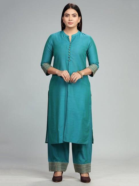 cotton culture turquoise kurta pant set