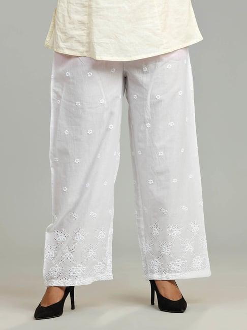 cotton culture white cotton embroidered pants