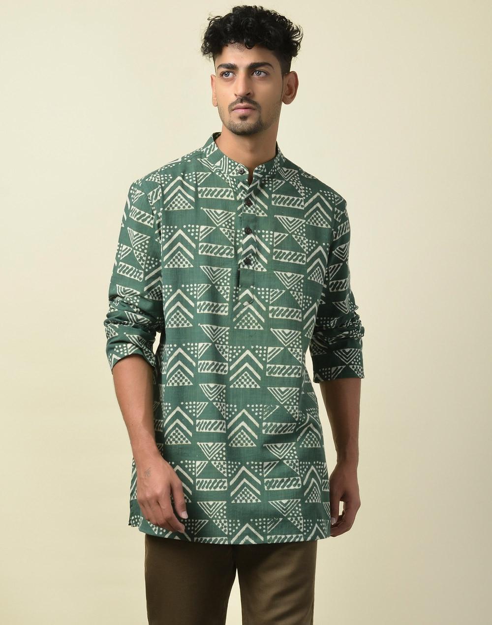 cotton dabu printed short kurta