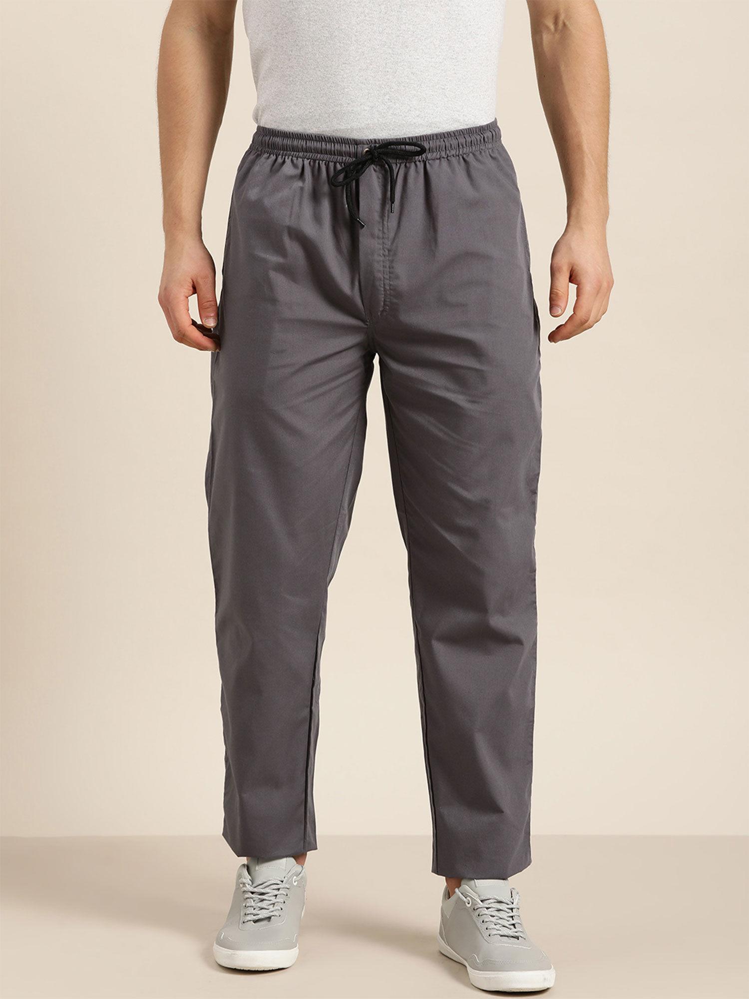 cotton dark grey solid track pant