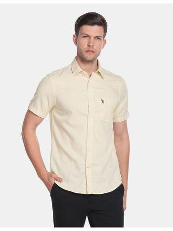 cotton dobby solid casual shirt