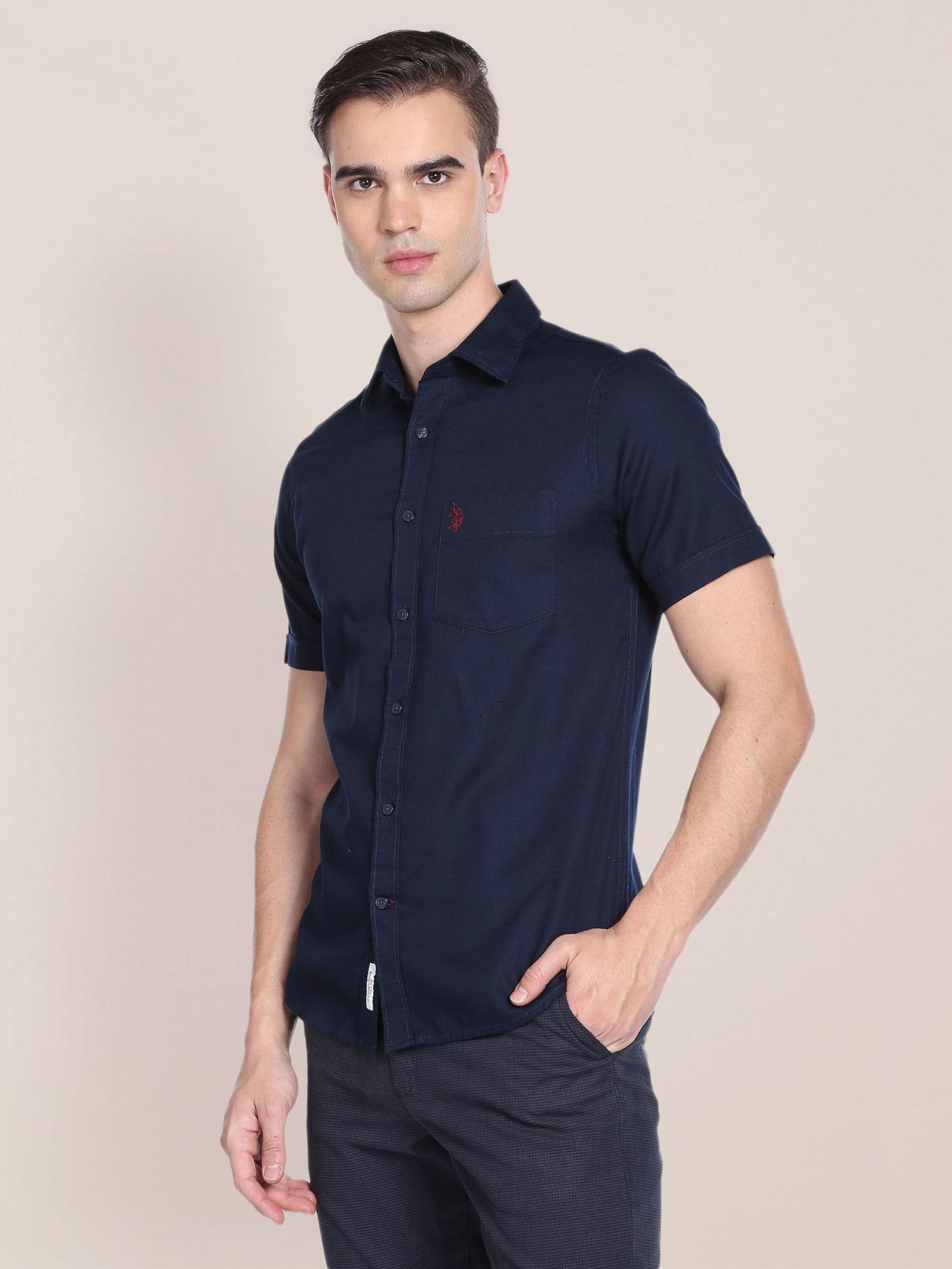 cotton dobby solid casual shirt