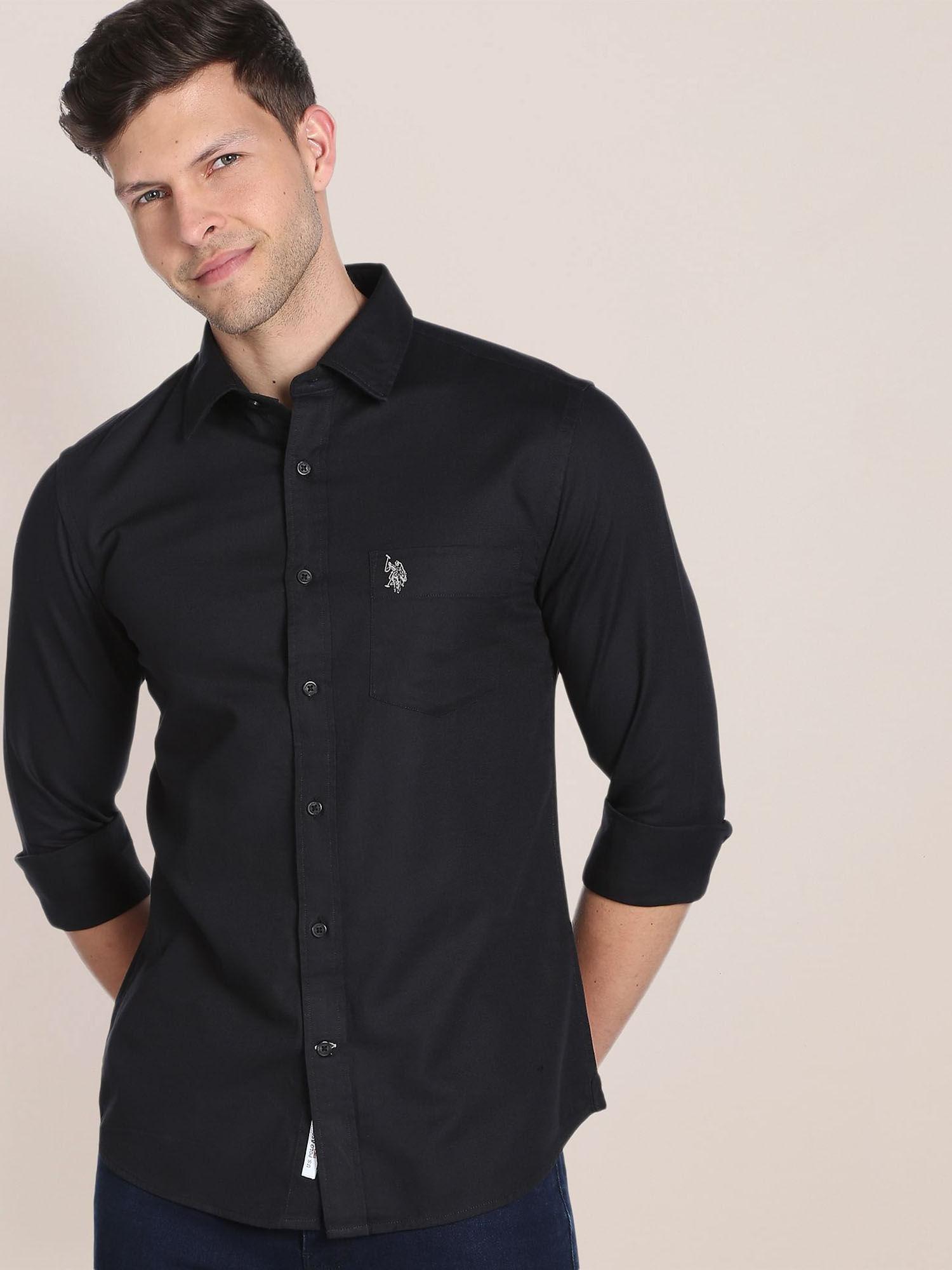 cotton dobby solid casual shirt