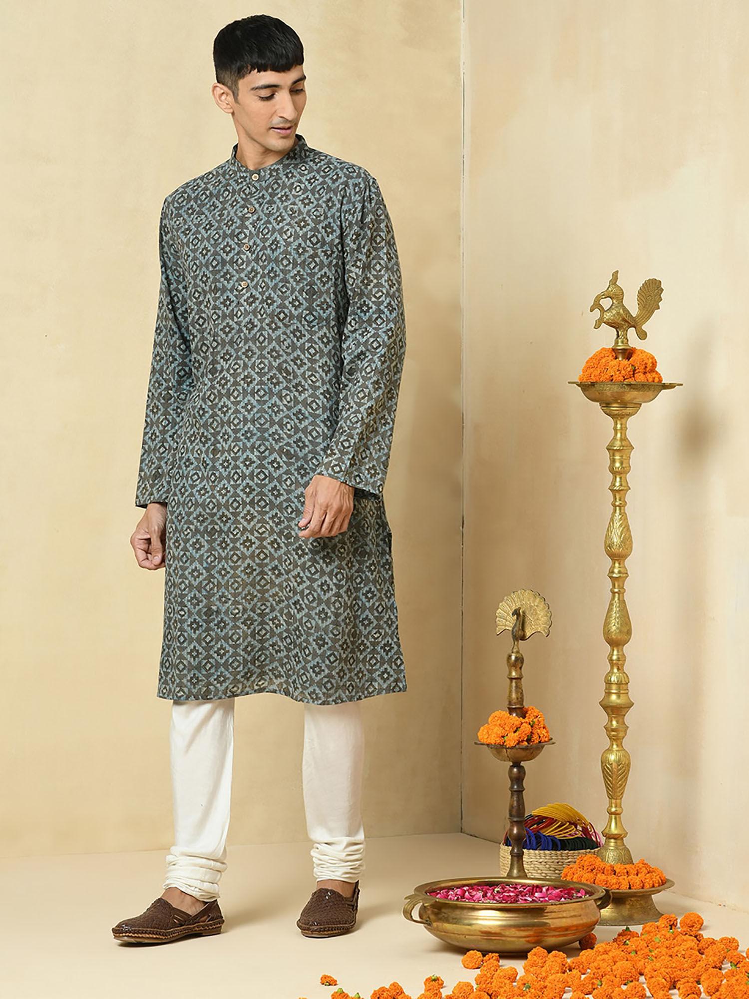 cotton dobby weave slim fit kurta