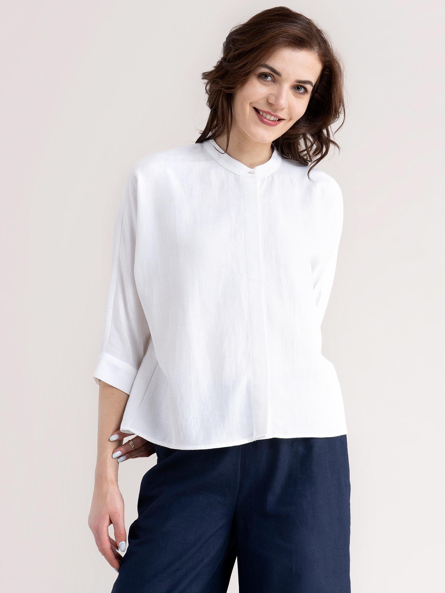 cotton dolman sleeve top - white