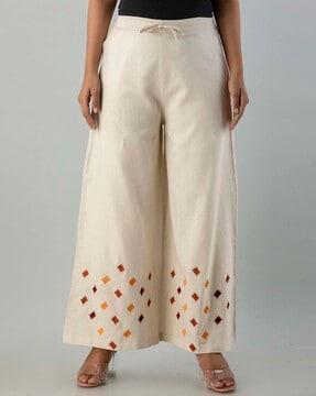 cotton drawstring waist palazzos